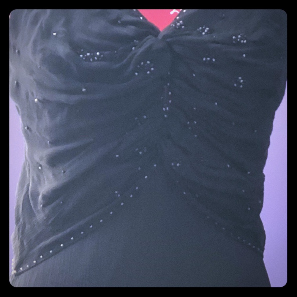 Black beaded sheer 100% silk dress